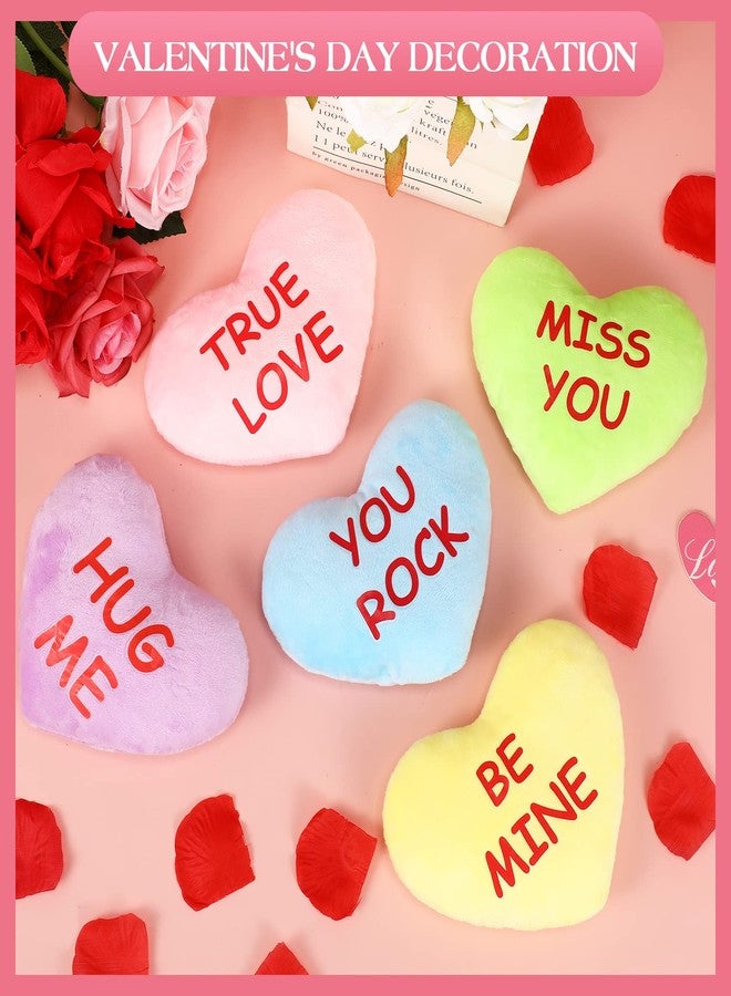 Hanaive 10 Pcs Valentine‘s Day Hearts Plush Stuffed Toys Candy Plush Conversation Hearts Decor 6 Inch Valentines Small Pillows Fabric Throw Cushion Toys for Wedding Holiday Party Favors (Romantic) - Image 3